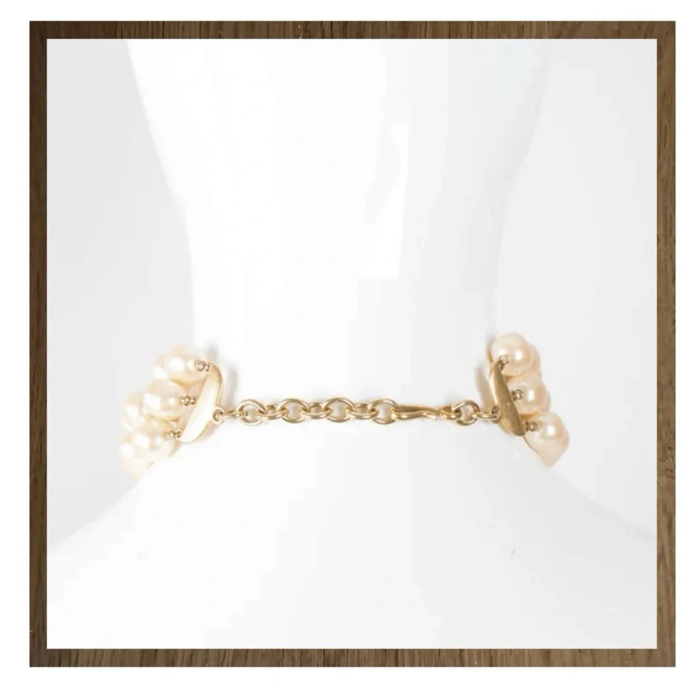 Vintage Monet Triple Strand Pearl Choker - Picture 11 of 13